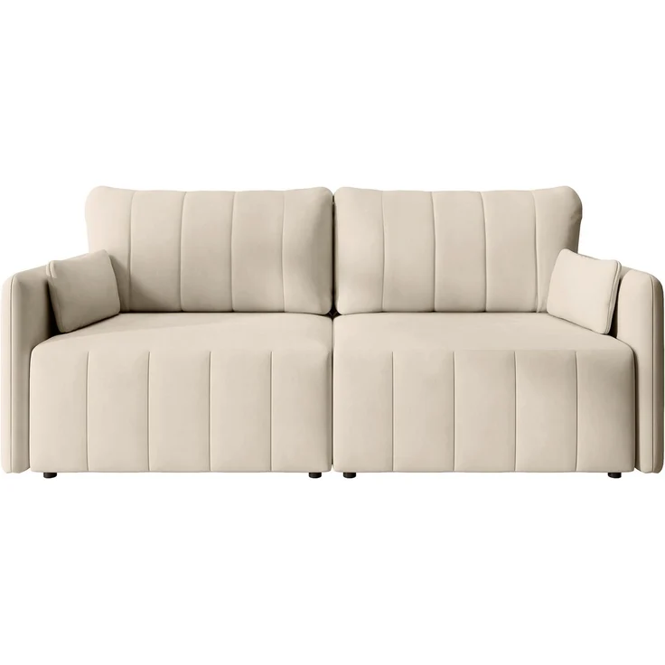 Selsey 'Louisos ' 3-Sitzer Schlafsofa in Samt mit schwarzen Beinen, Creme – Bild 6