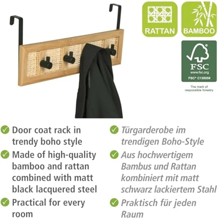 Türhakenleiste ALLEGRE BAMBOO, 4 Haken, WENKO – Bild 2