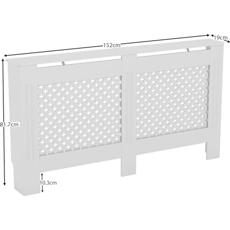 Vida Designs Oxford-Heizkörperabdeckung, moderner weißer MDF-Schrank, gerilltes Holzregal Oben, groß – Bild 3