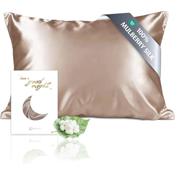 townssilk 100% 19mm Pure Maulbeerseide Kissenbezug 50x90cm, Lightbronze, hypoallergen mit verstecktem Reißverschluss, 600 Fadenzahl für Haar- und Hautgesundheit – Bild 1