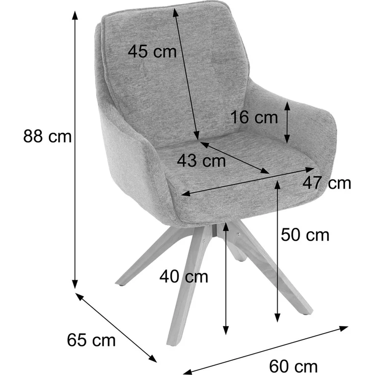 6er-Set Esszimmerstuhl HWC-Q37, Küchenstuhl drehbar Auto-Return, Stoff (680g/m²) Chenille Öko-Tex Holz MVG ~ grau – Bild 3