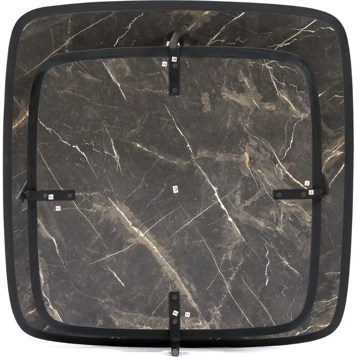Moderner Design Couchtisch MARMOL 75cm schwarz Marmor-Optik Metallgestell – Bild 5