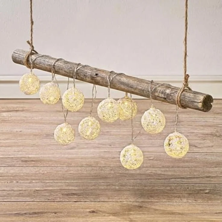 Provance Lichterkette LED Lichterkette Weiß mit 10 Großen Kugeln Innen – Bild 3