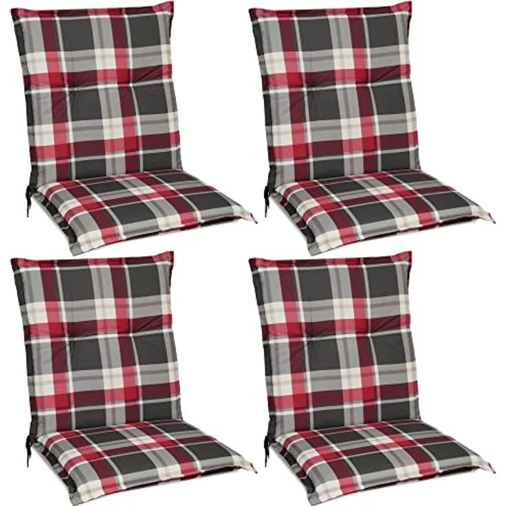 Beautissu 4er Set Niedriglehner Auflage Sunny 100 x 50 x 6 cm Bordeaux – Bild 10