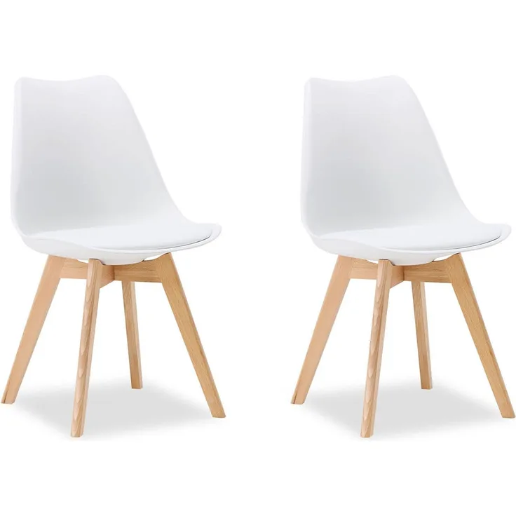 Küchenstuhl Weiß Set 2 Stühle Esszimmer Holz modern Kunststoff Esszimmerstühle Schalenstuhl Holzstühle