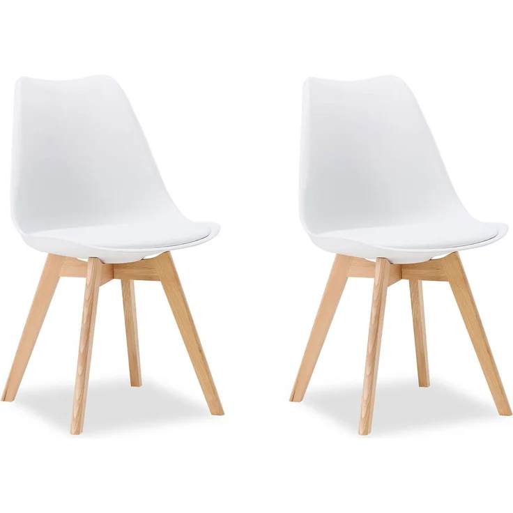 Küchenstuhl Weiß Set 2 Stühle Esszimmer Holz modern Kunststoff Esszimmerstühle Schalenstuhl Holzstühle – Bild 1