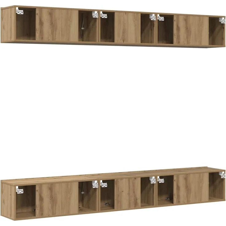 vidaXL TV-Schrankset Wandmontiert 6 pcs Artisan-Eiche Holzwerkstoff 3393476 – Bild 8