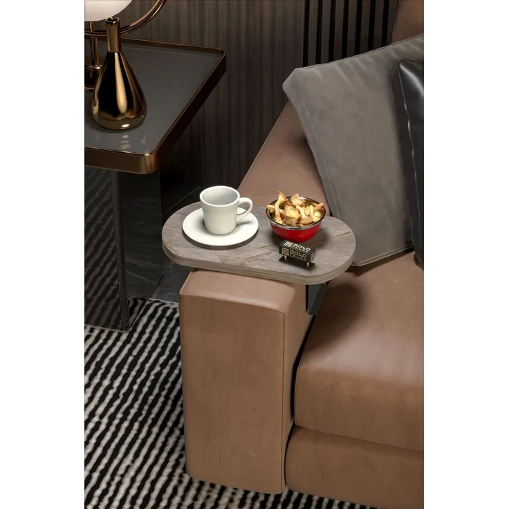 Verstellbarer Sofa-Arm Beistelltisch 70 x 60 cm Spanplatte Grau 89321759 [en. casa]