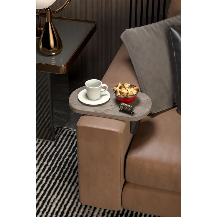 Verstellbarer Sofa-Arm Beistelltisch 70 x 60 cm Spanplatte Grau 89321759 [en. casa] – Bild 1