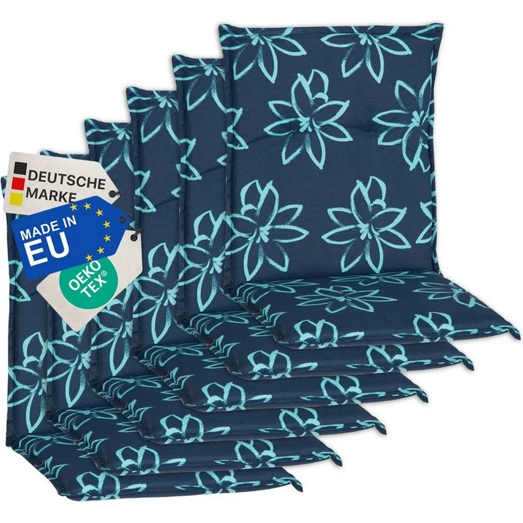 NYVI Sitzauflage Niedriglehner Auflagen 6er Set Barcelona Gartenstuhlauflagen 100x50cm, (6 St), Niederlehner Stuhlauflage Sitzauflage mit Halteband – Bild 5