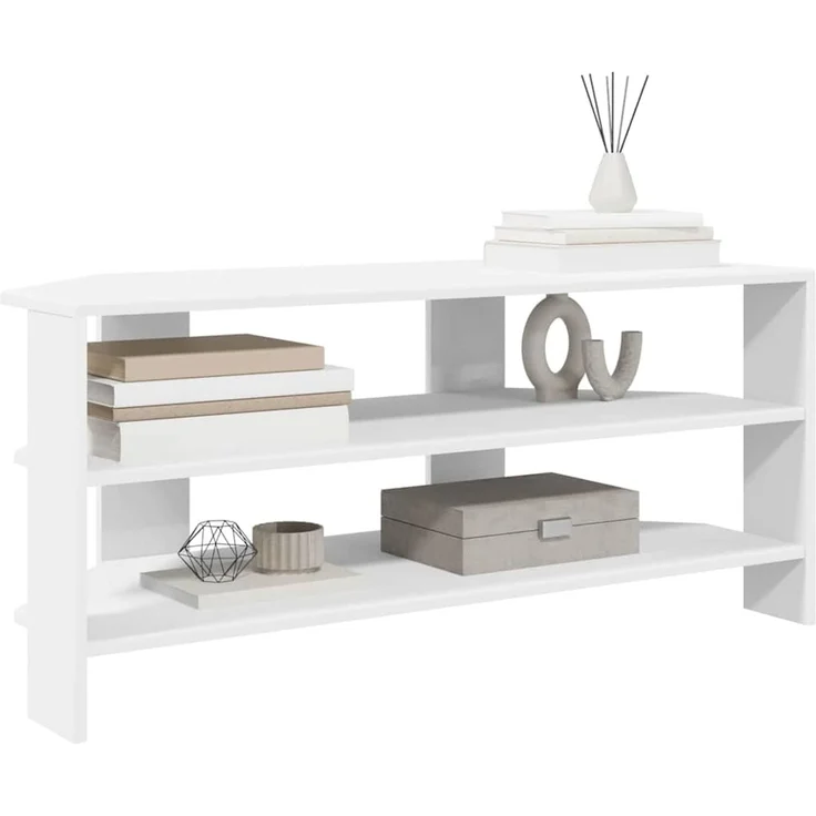 Eck TV Schrank,Fernsehschrank Weiß 102x40,5x45cm Holzwerkstoff – Bild 3