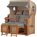 Strandkorb Komplettset - bene living - Ammersee Teak - PE shell - Modell 520 - inkl. Liftersystem