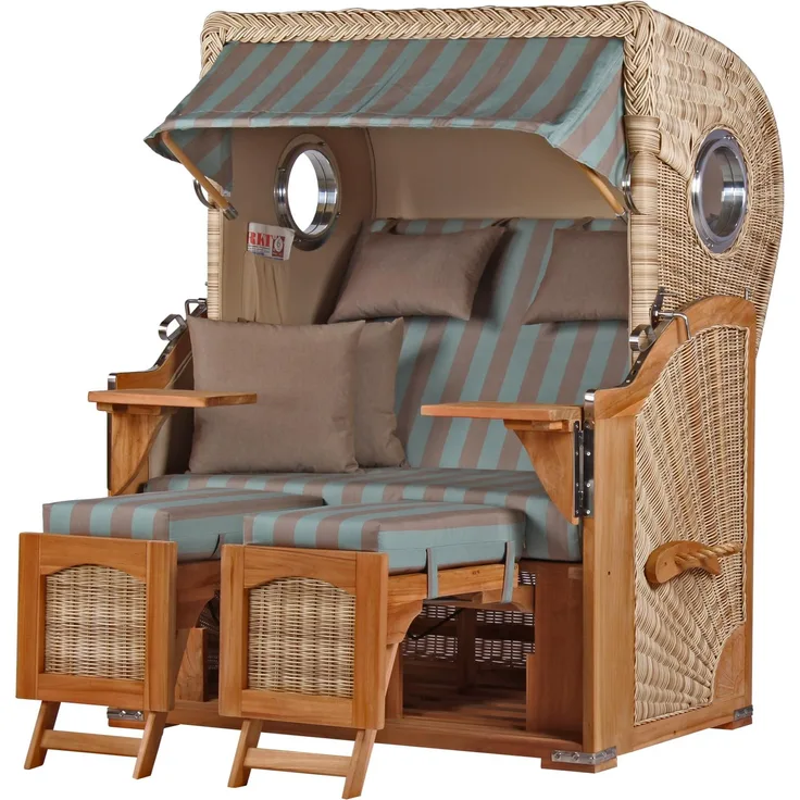 Strandkorb Komplettset - bene living - Ammersee Teak - PE shell - Modell 520 - inkl. Liftersystem