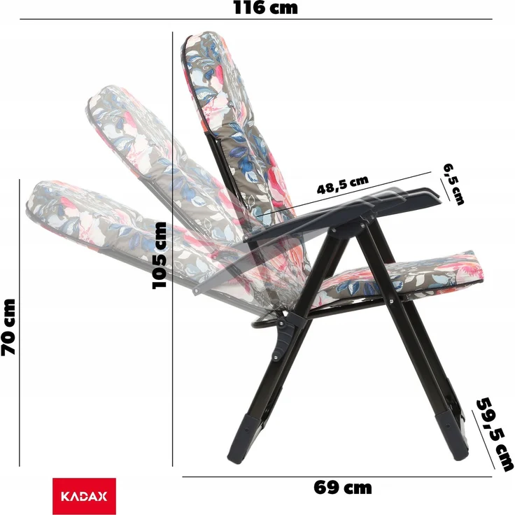 KADAX Garten-Strandliegestuhl, verstellbar, 110 kg – Bild 3