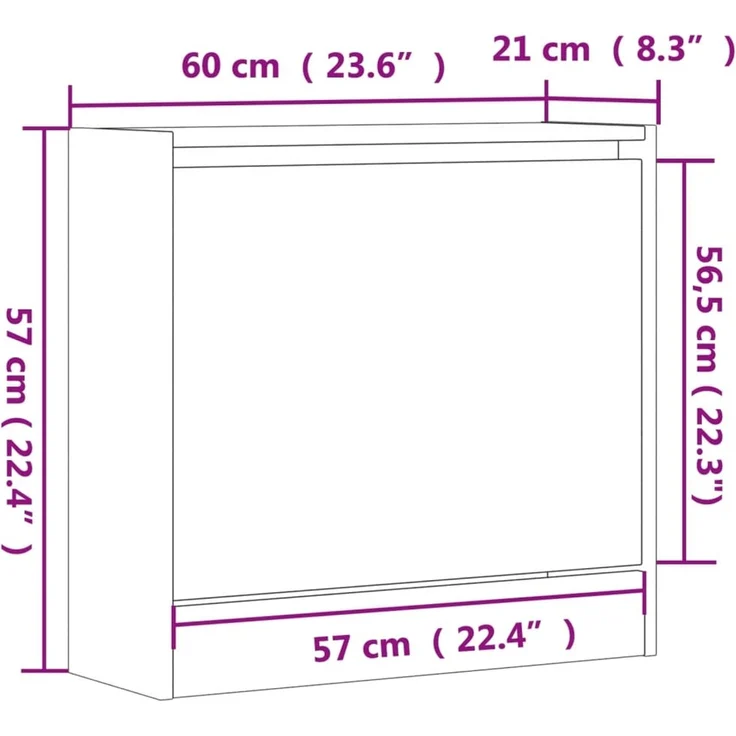 vidaXL Schuhregal Grau Sonoma 60x21x57 cm Holzwerkstoff 839887 – Bild 8