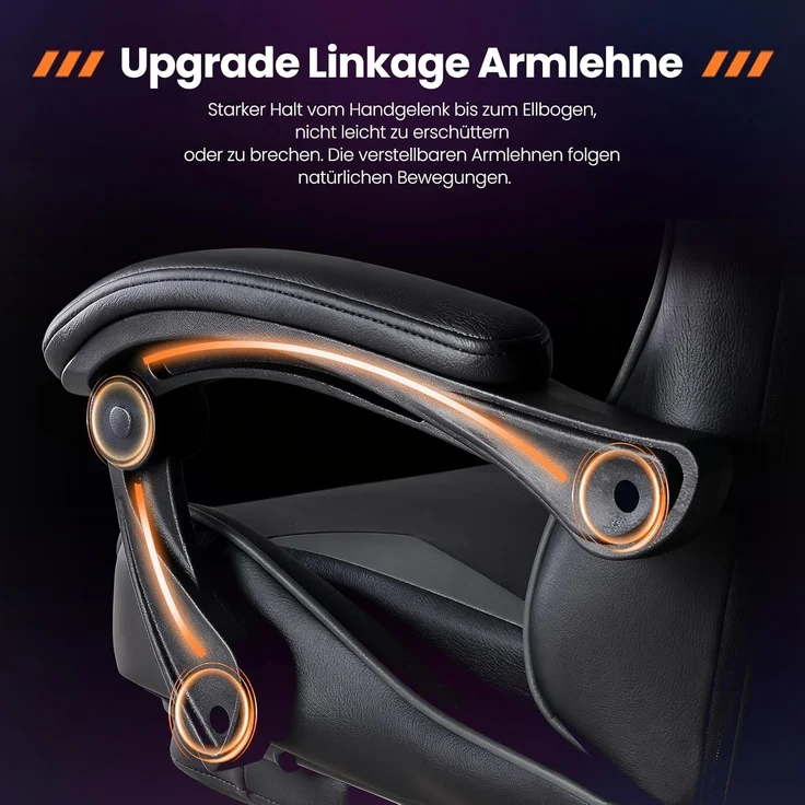 Sweetcrispy Gaming Stuhl, Gaming Chair mit Fußstütze Kopfstütze Lendenwirbelstütze, Ergonomischer PC Stuhl, Höhenverstellbarer Bürostuhl Computerstuhl, Gamer Stuhl, Drehbarer Schreibtischstuhl, Grau – Bild 7