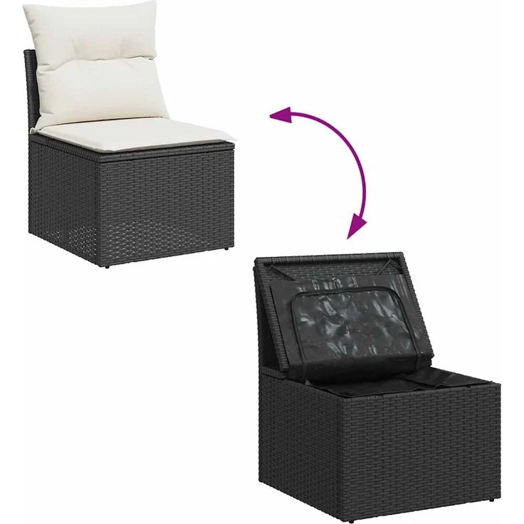 vidaXL 5-tlg. Garten-Sofagarnitur mit Kissen Schwarz Poly Rattan 3326147 – Bild 6