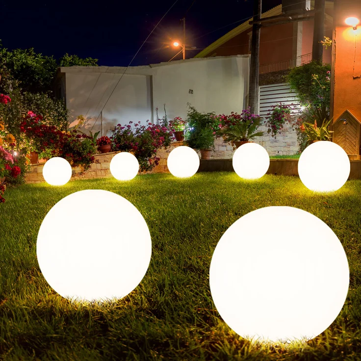 6er Set LED Solarleuchte, Kugel weiß, H 65 cm – Bild 7