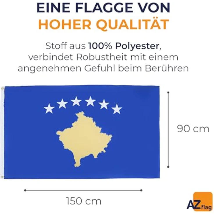 AZ FLAG - Flagge Kosovo - 150x90 cm - Republik Kosovo Fahne 100% Polyester mit Messing-Ösen - 110g – Bild 2