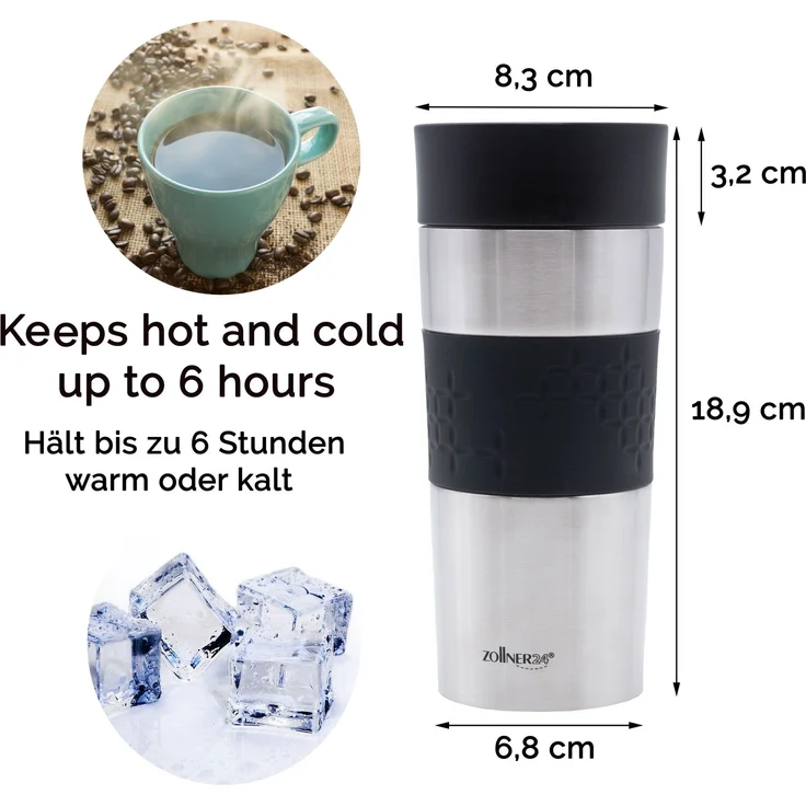 ZOLLNER Thermobecher Edelstahl | Coffee to go, 360 ml, auslaufsicher – Bild 4