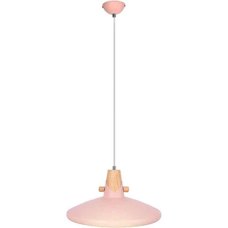 Hängeleuchte, pink, Metall, Holzoptik, H 150 cm – Bild 6