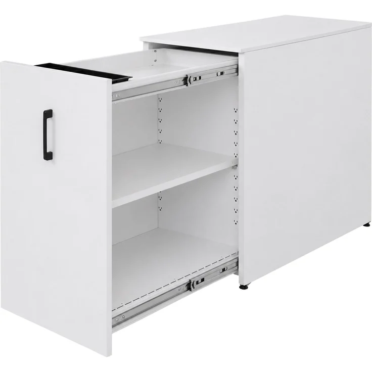 Aktenschrank HWC-Q27, Büroschrank Stahlschrank, Stützrad Staufächer, Metall 74x43x80cm ~ weiß – Bild 7