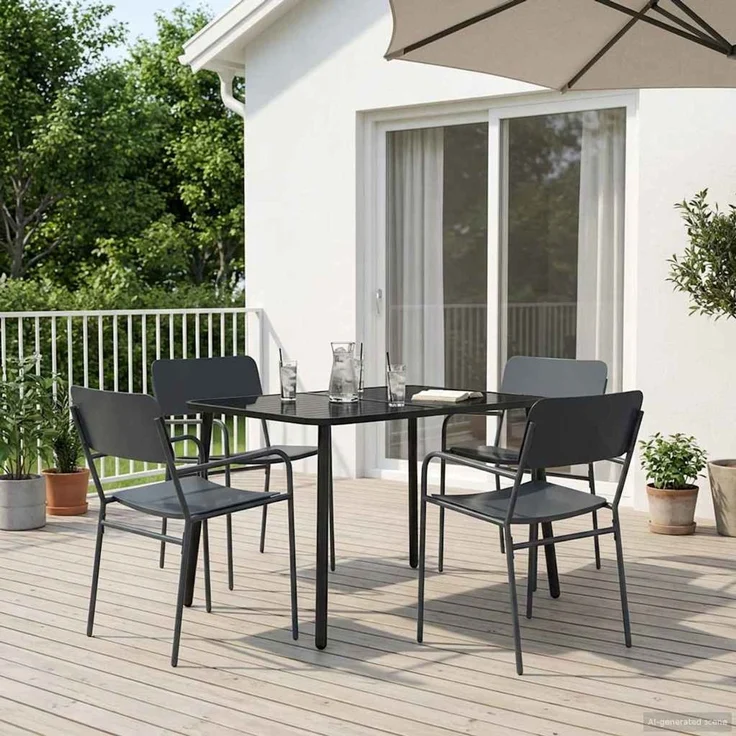 vidaXL Essgruppe 5 stk. Anthrazit 110 x 80 x 72 cm Stahl 3422854 – Bild 1