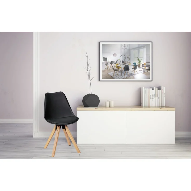Wohnling 2er-Set Esszimmerstühle Skandinavische Stühle mit Holzbeinen schwarz – Bild 17