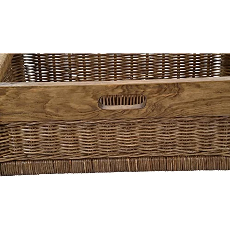 Krines Home Aufbewahrungskorb Flacher Korb mit Deckel Rattan geflochten Regalkorb Aufbewahrungsbox – Bild 9