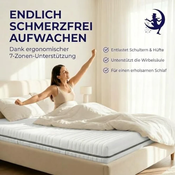 Mister Sandman Kaltschaummatratze 120x200 cm – Wendematratze H2/H3, 7-Zonen, 25 cm Höhe, atmungsaktiv, Waschbar Bezug, allergikergeeignet – Bild 6