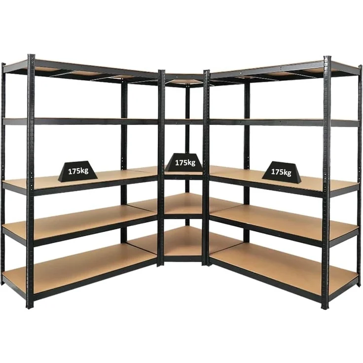 PROREGAL Mega Deal Eckregal Ragnar 1x: 180 x 90 x 60 cm | Taurus 2X: 180 x 120 x 60 cm Schwarz Fachlast 175kg, Kellerregal, Steckregal, Garagenregal, Lagerregal – Bild 1