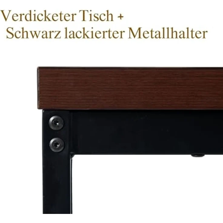 FurnitureR Hocker mit Tischplatte | 120 x 70 x 75 cm | Massivplatte 3,8 cm | Metallgestell schwarz | Als Beistelltisch oder Sitzgelegenheit – Bild 6