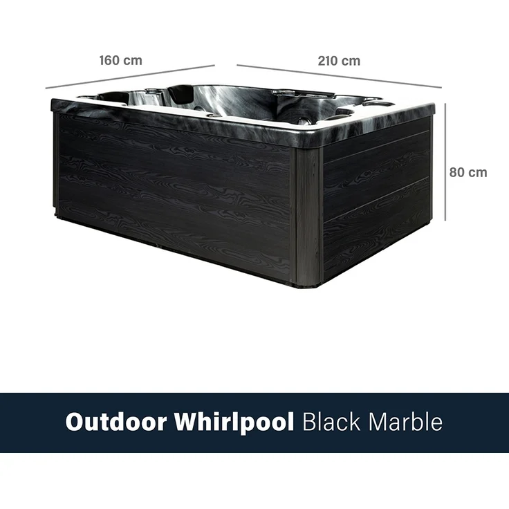 HOME DELUXE Outdoor Whirlpool BLACK MARBLE - Mit Treppe und Thermoabdeckung – Bild 11