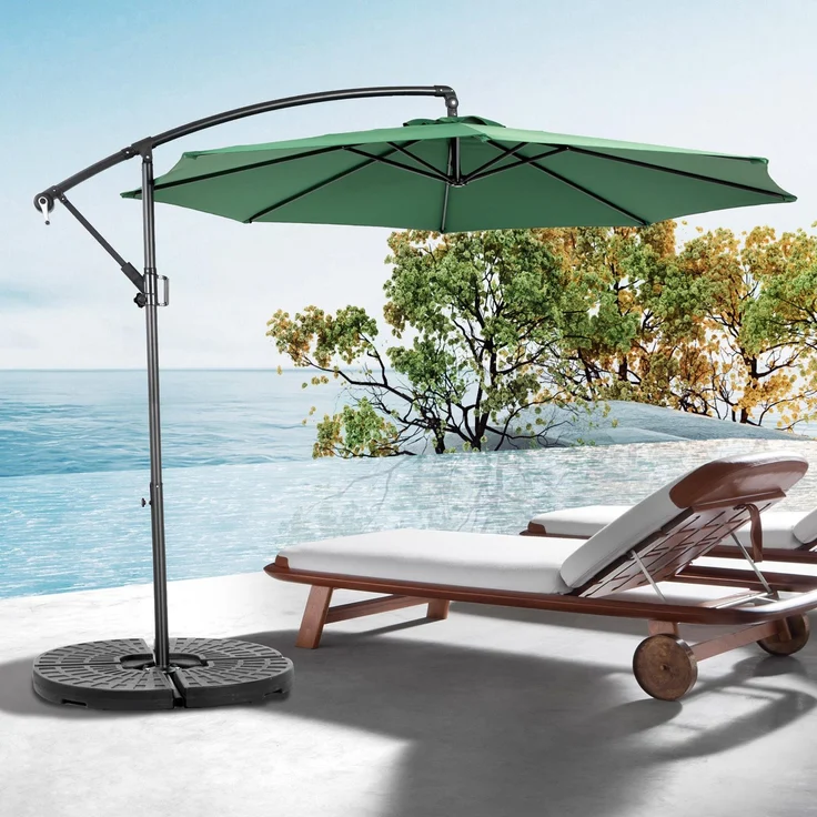 LVHOM Sonnenschirm Ø 300 cm, Großer Marktschirm mit Kurbel und Neigefunktion, UV-Schutz 50+, wasserdichter Gartenschirm für Terrasse & Pool, Dunkelgrün (ohne Ständer) – Bild 1