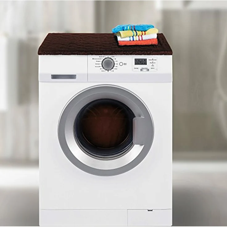 Brandsseller Waschmaschinenbezug & Trocknerbezug 60x60 cm - gepolsterter Schonbezug für Waschmaschine und Trockner – Schutzhülle mit Gummizug - Braun – Bild 2