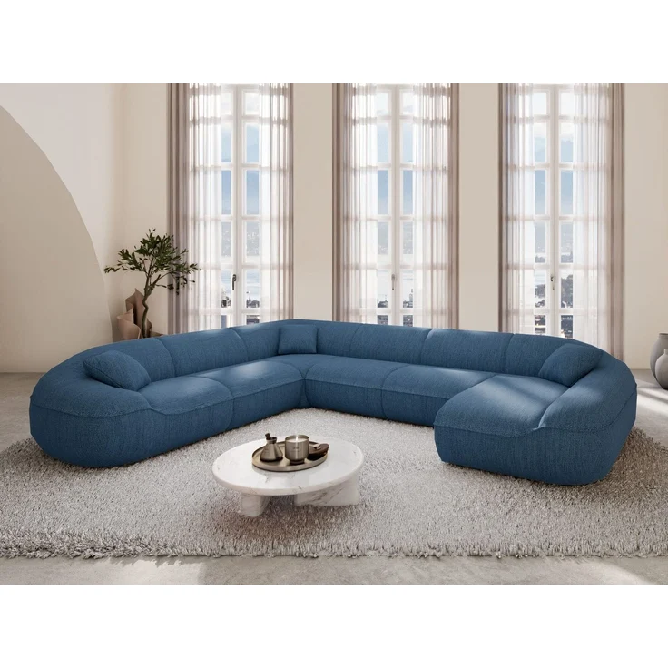 Polster Wohnlandschaft Solmare XXL U-Form - Strukturstoff - Dunkelblau - Rechts – Bild 2