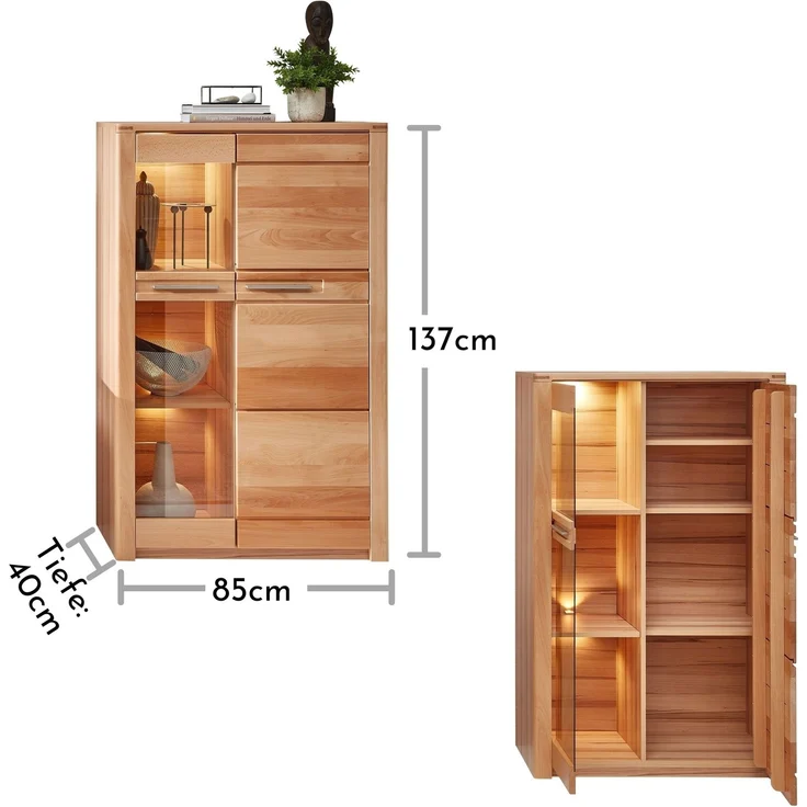 Wohnwand >Nature One< (3-teilig) Kernbuche teilmassiv - 320x170x45cm (BxHxT) – Bild 6