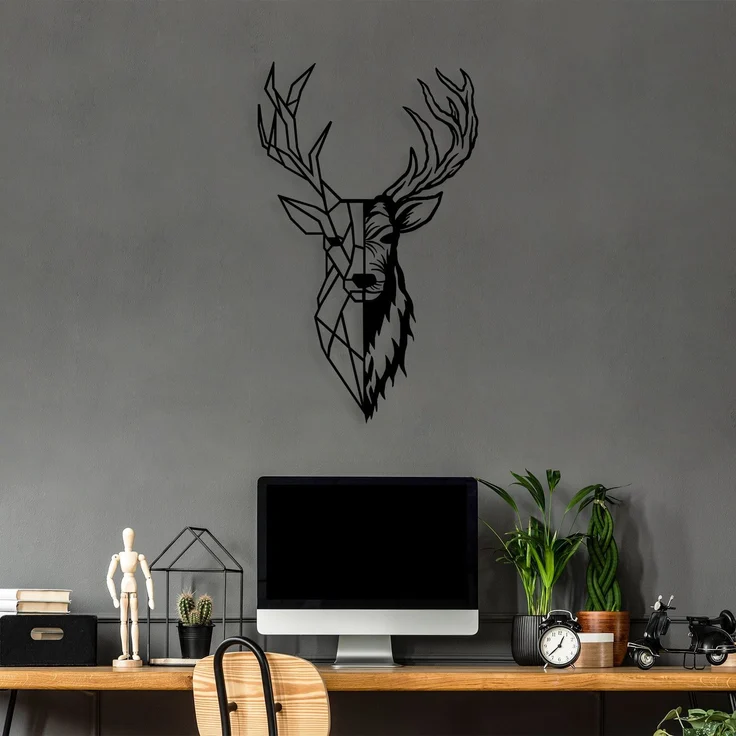 Wallity 'Red Deer 2' Dekoratives Wandaccessoire aus Metall, Schwarz, 70 x 42 cm – Bild 3