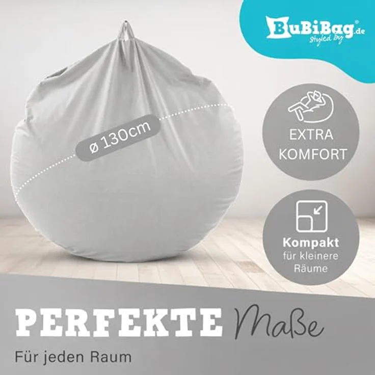 BubiBag Sitzsack für Erwachsene -Indoor Outdoor XL Sitzsäcke, Sitzkissen oder als Gaming Sitzsack, geliefert mit Füllung (125 cm Durchmesser, Sunflower) – Bild 10