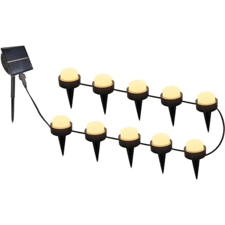Lumisky 10 Mini-Solarleuchten Solray, LED-Wegeleuchten in Warmweiß, Aufsteck- und Wandmontage, 12 m, spritzwassergeschützt, 8 Stunden Akkulaufzeit – Bild 1