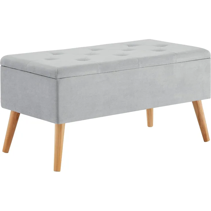 Zedelmaier Sitzbank Sitztruhen Footstool Aufbewahrungsbox Stuhl Ottoman Polstersitz Moderne Möbel (Hellgrauer Samt)