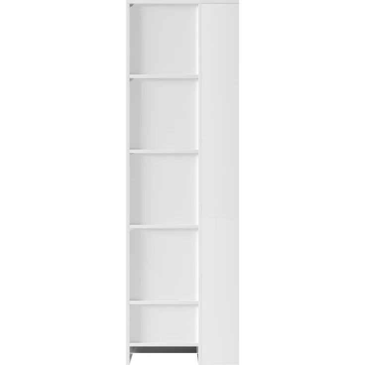 Vitrine mit Glastür & LED-Beleuchtung – Hochglanz-Schrank mit Schubladen & offenen Fächern, viel Stauraum für Wohnzimmer & Esszimmer, Weiß, 50x35x160 cm--Weiß--50x35x160cm--YOUDENOVA – Bild 8