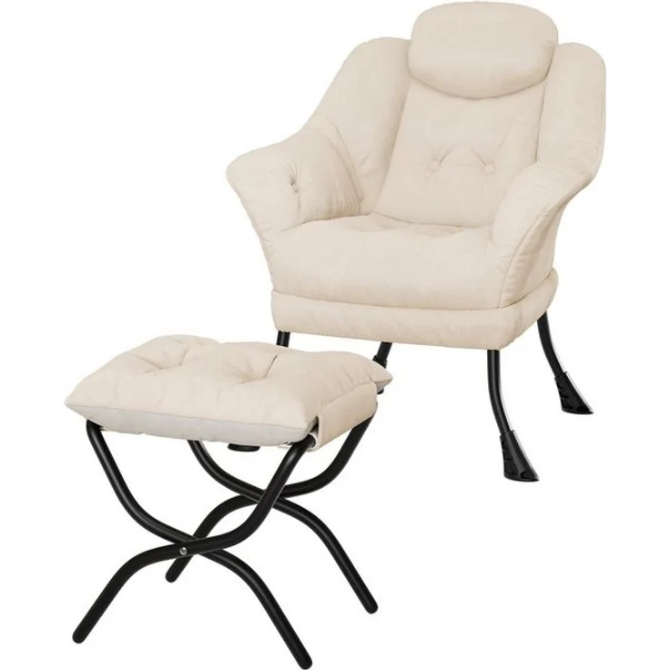 GarveeMore Ohrensessel Relaxsessel mit Hocker Ohrensessel Polstersessel Faulsessel – Bild 4