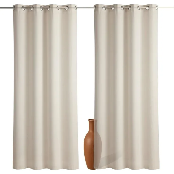 2er Set Ösenvorhang Voile 245 cm sand transparent - Farbe: Sand