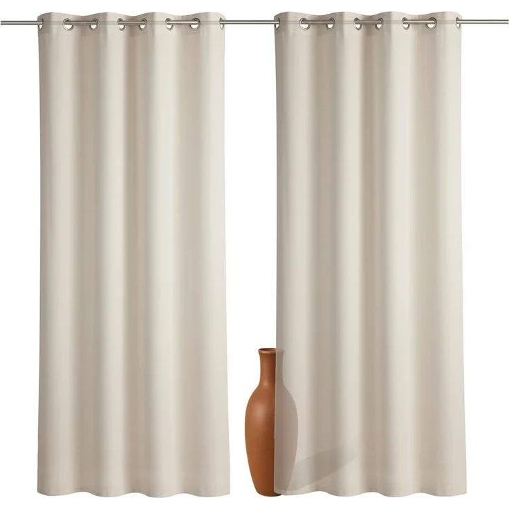 2er Set Ösenvorhang Voile 245 cm sand transparent - Farbe: Sand