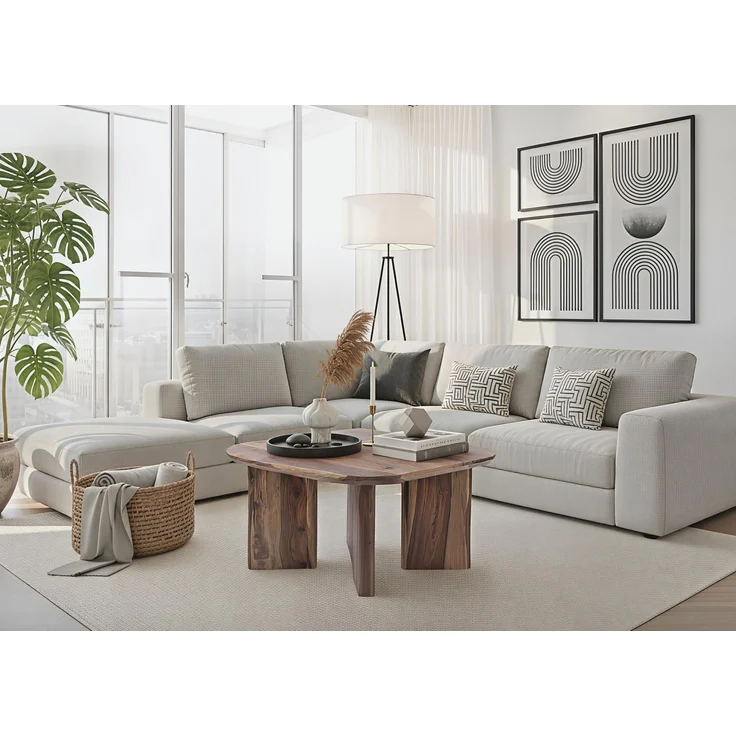 FineBuy Couchtisch Sheesham Massivholz 60cm quadratisch – Handgefertigter Wohnzimmertisch aus Echtholz mit abgerundeten Kanten im modernen Design – Bild 2