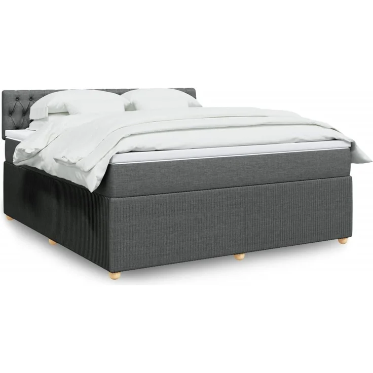 vidaXL Boxspringbett mit Matratze Dunkelgrau 180x200 cm Stoff 3289843 – Bild 1