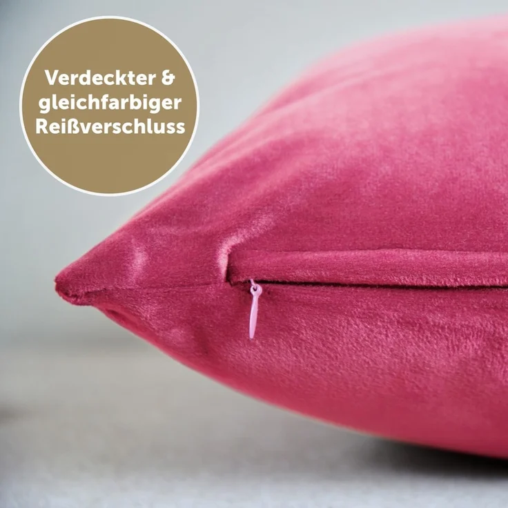 Blumtal Kissenbezug 2er Set - dekorativer Samt Kissenbezug mit verstecktem Reißverschluss, Kissenhülle für Zierkissen, waschbar – Bild 4