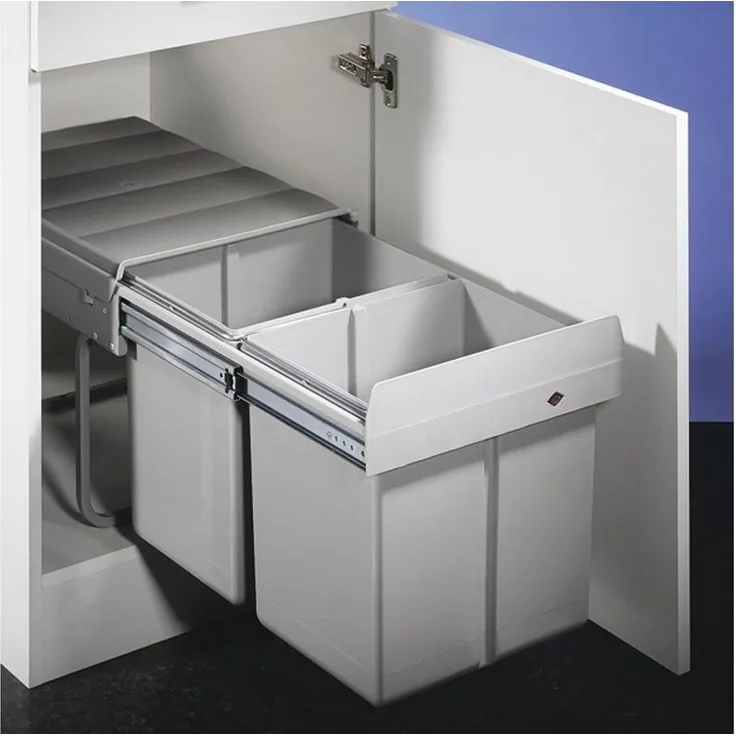 Double 2 DS, Abfallsammler für Drehtüren, alu grau