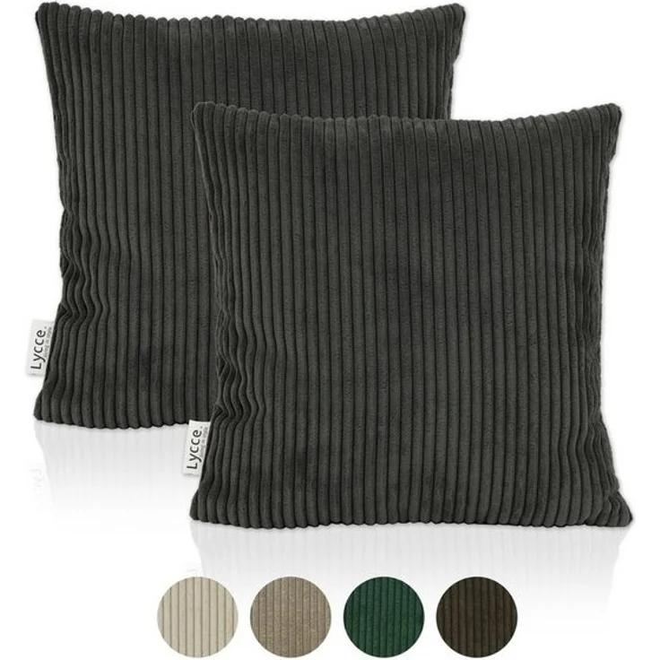 Lycce Dekokissen Kissenbezug 2er Set CORD Stoff (40 x 40 cm) mit Reißverschluß – Bild 4